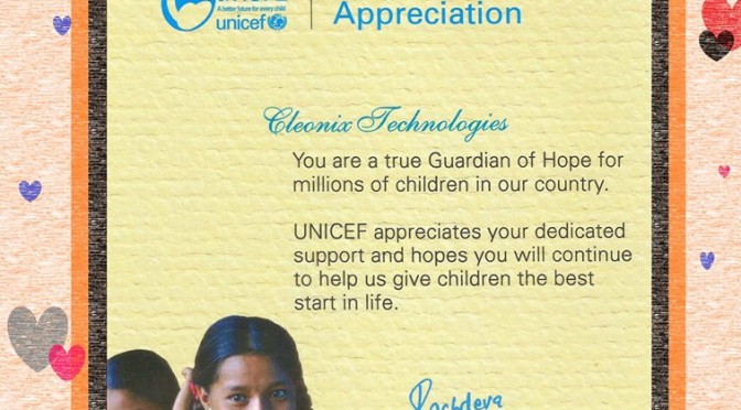 Appreciation- from -UNICEF
